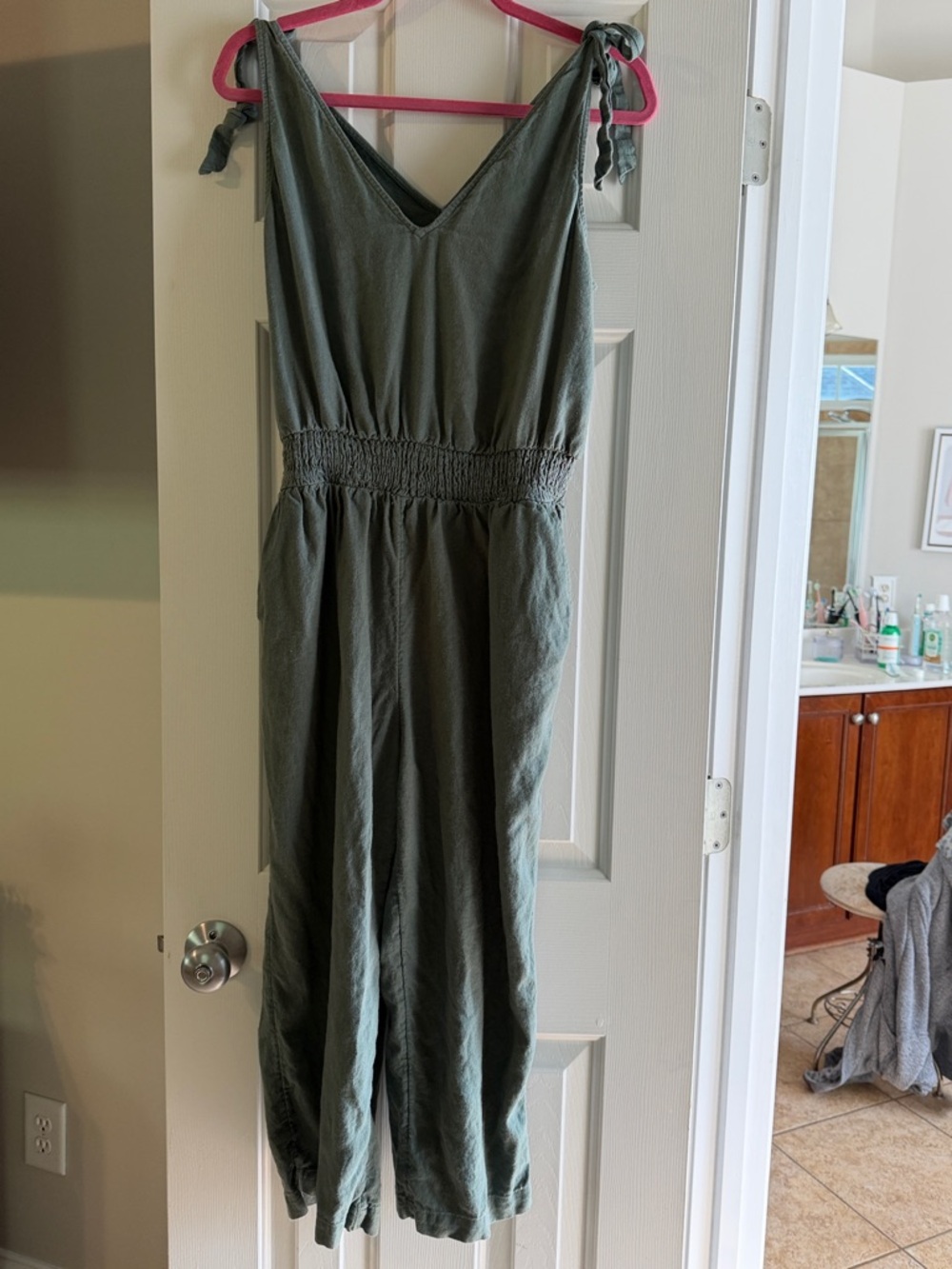 a new day Olive Green One-Shoulder Jumpsuit with Tie Straps